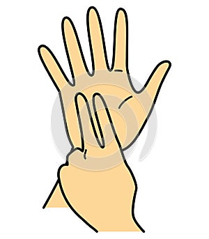 Hand gesture, hand sign, number 7, both hands, jpeg illustration photo